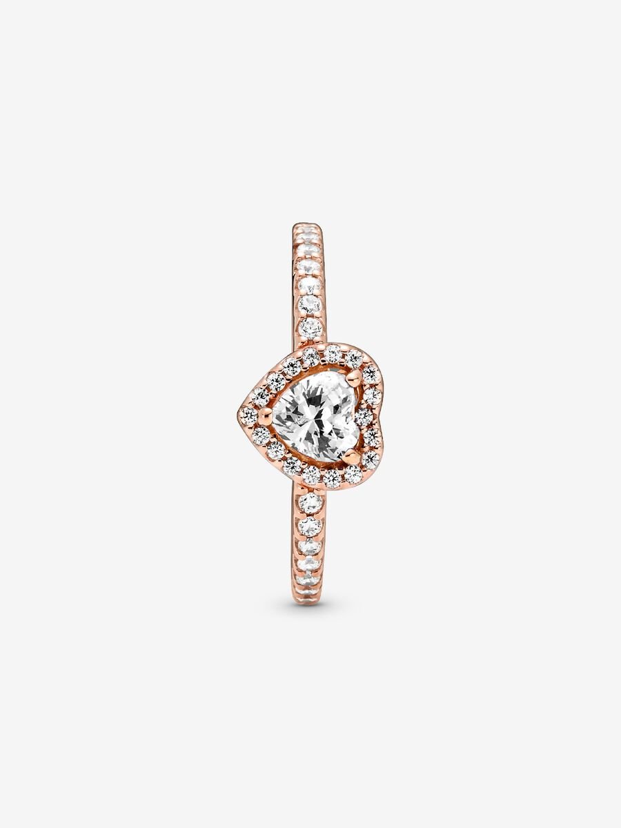 Anillo Pandora Corazón Blanco Brillante en Rose Gold