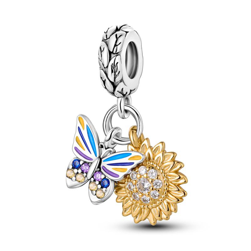 Charm Pandora Girasol Y Mariposa