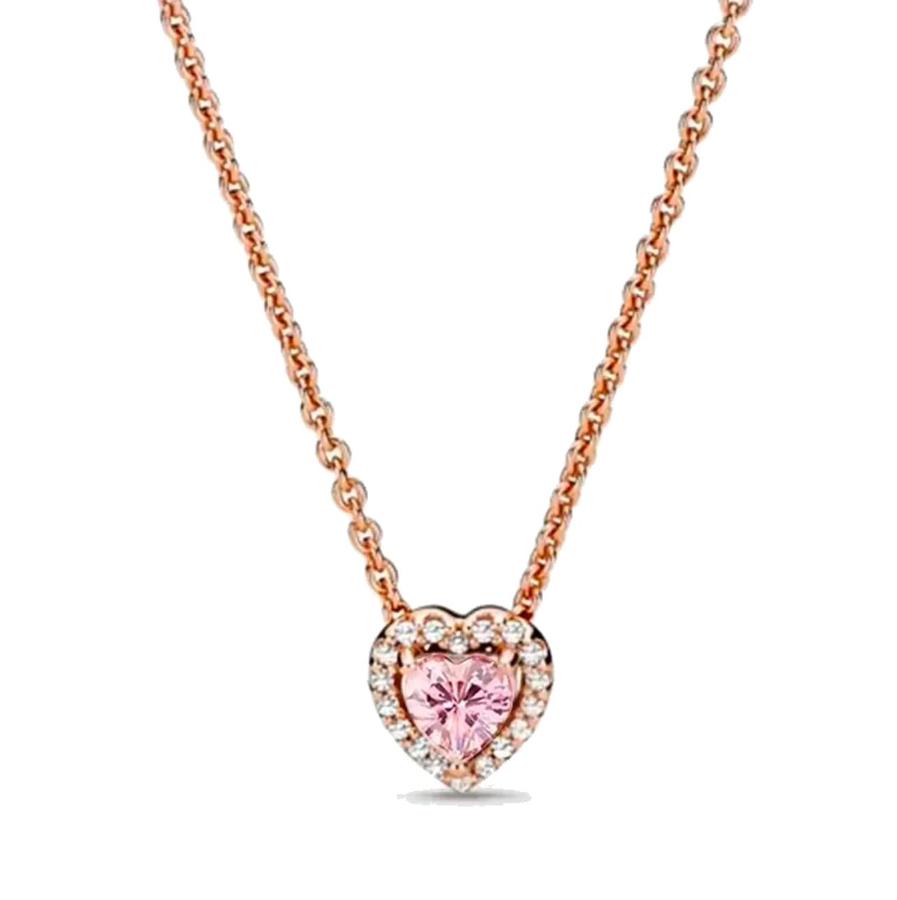 Collar Pandora Corazón Rosa En Rose Gold