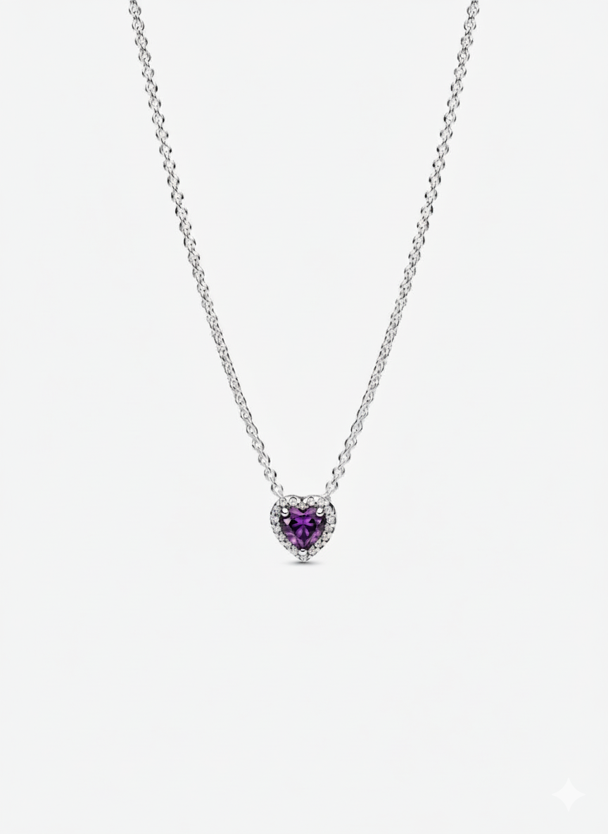 Collar Pandora Corazón Morado