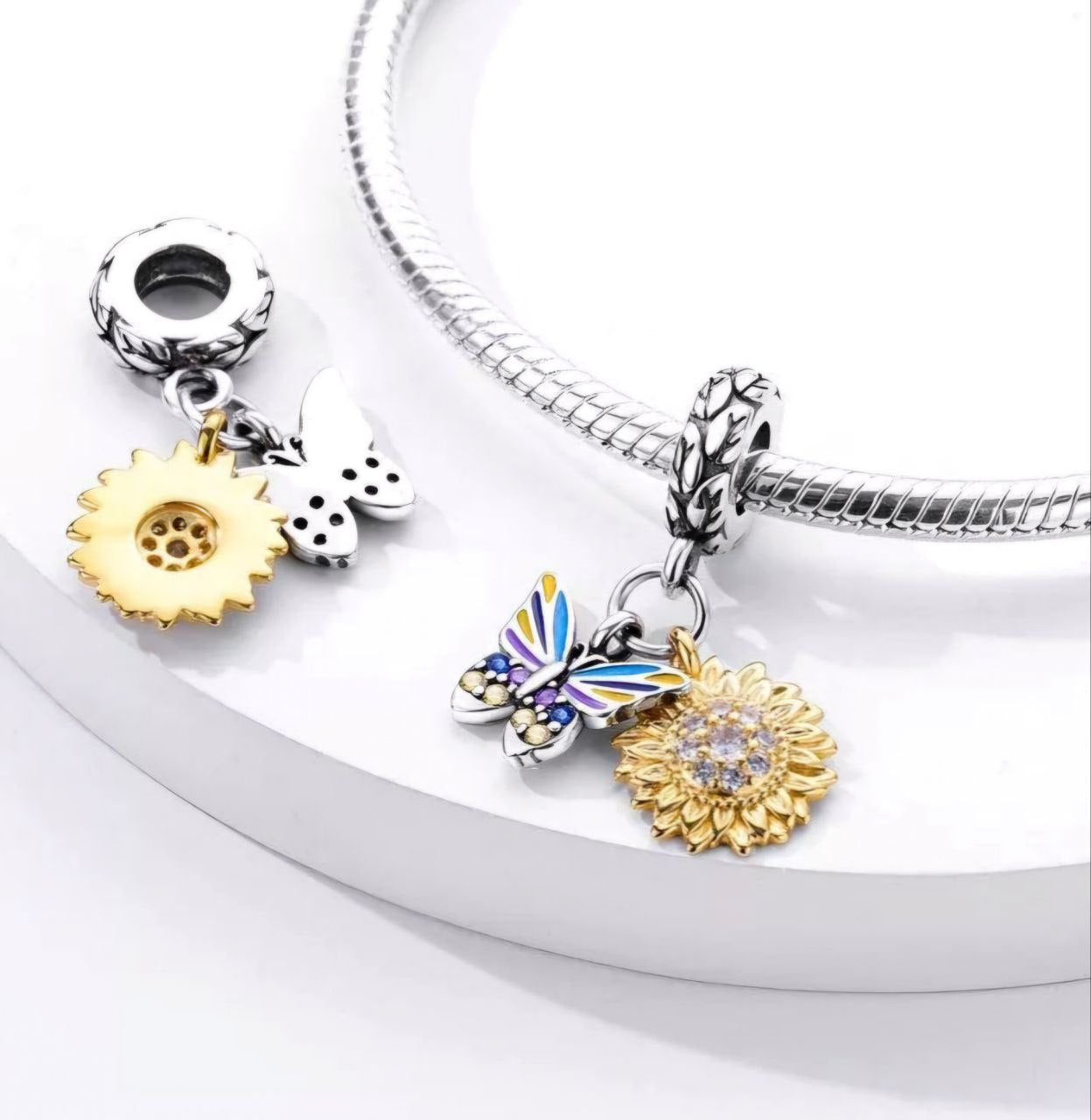 Charm Pandora Girasol Y Mariposa