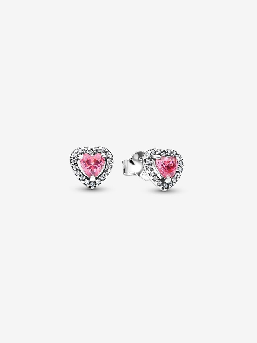 Aretes Pandora Corazones en Relieve Rosa