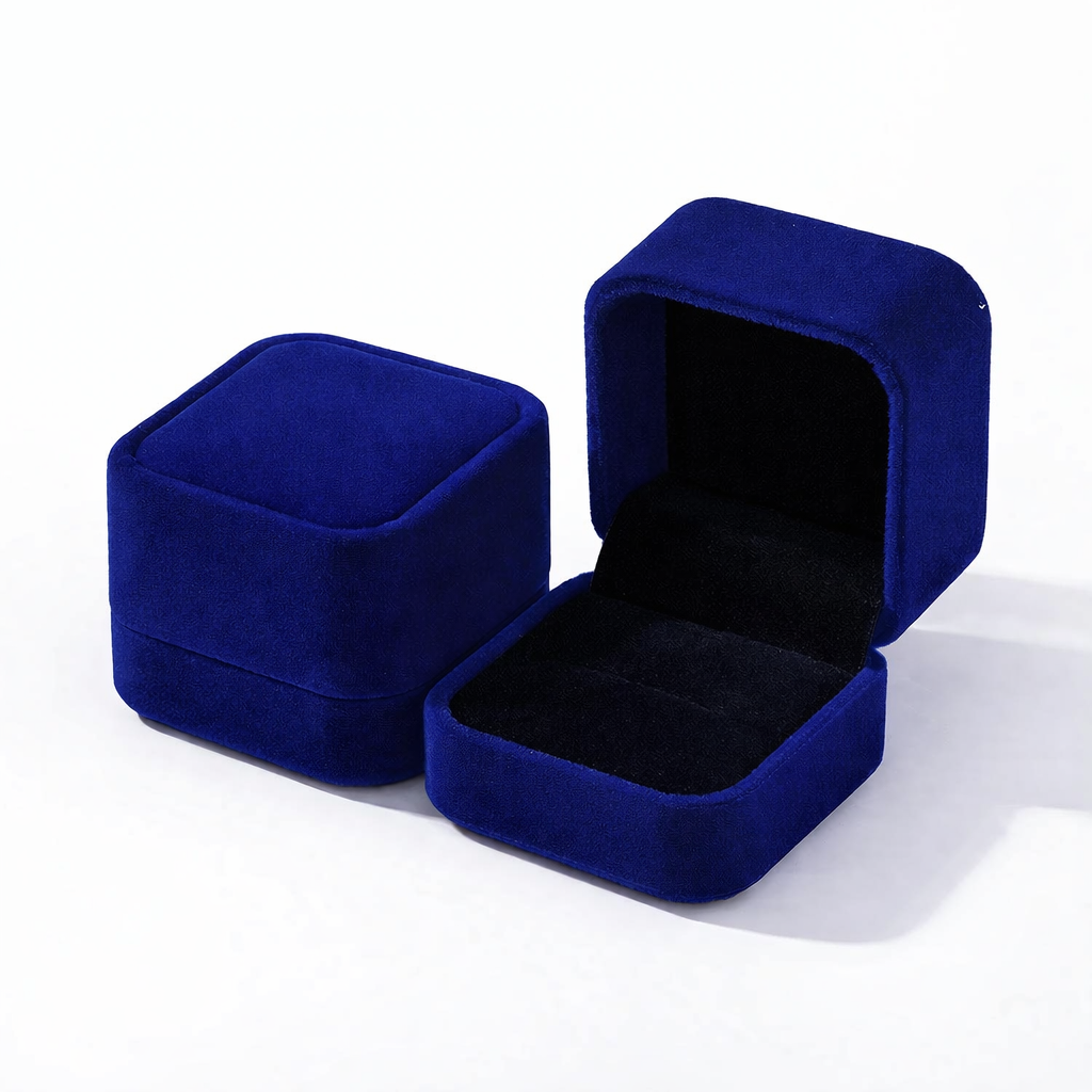 Caja Para Anillo De Terciopelo Azul