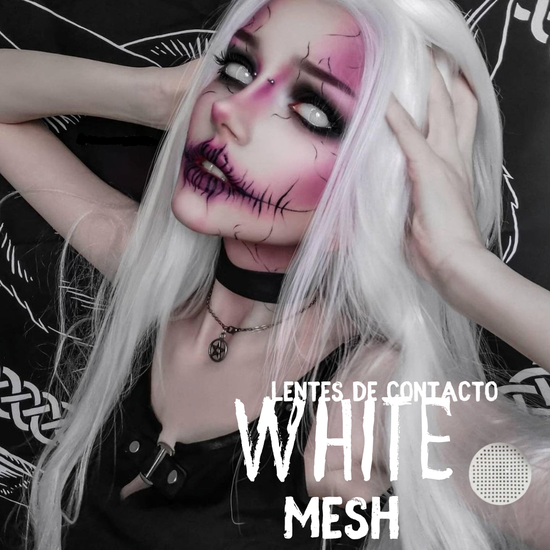 Lentes De Contacto Meetone Halloween Tono White Mesh