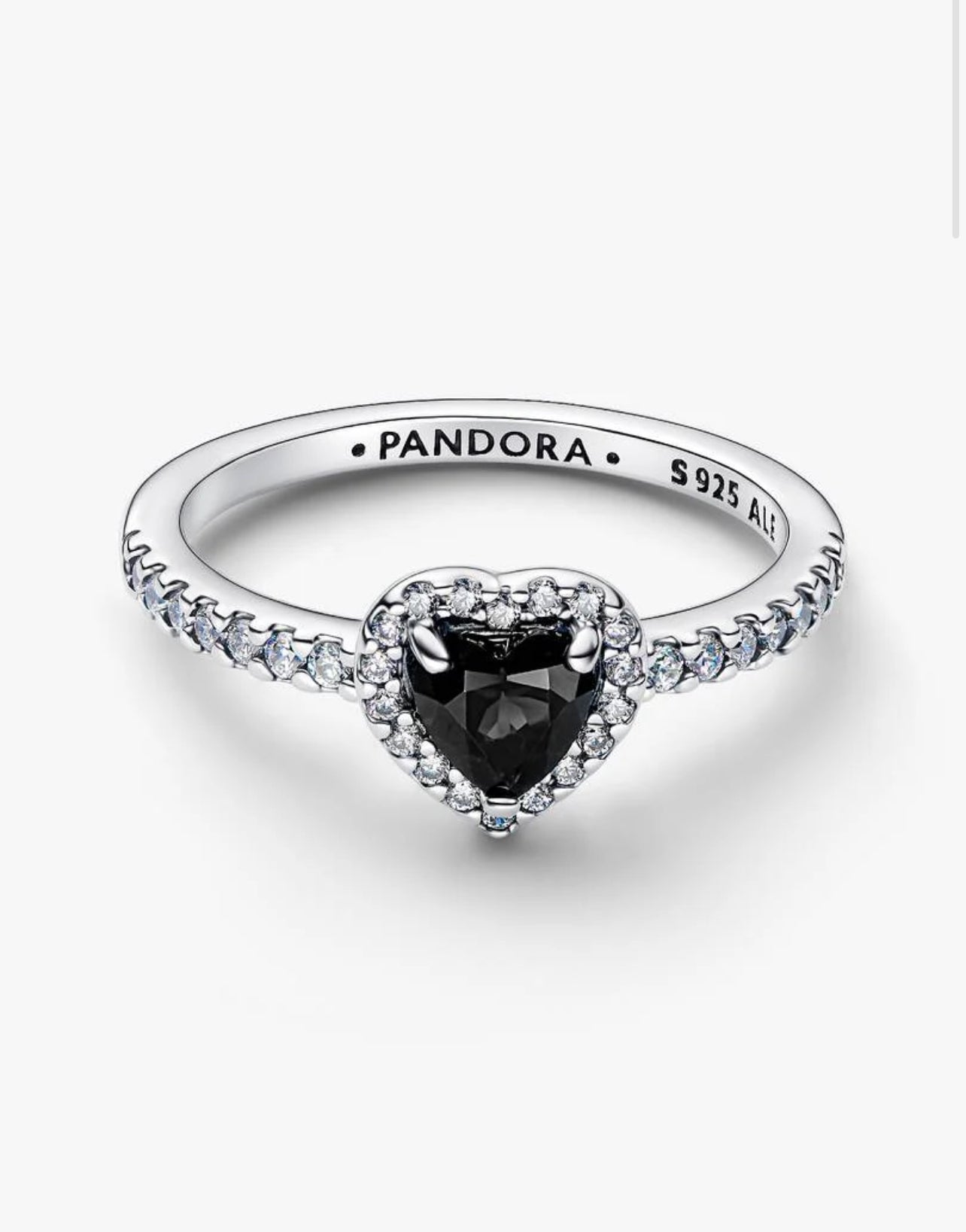 Anillo Pandora Corazón Negro Brillante