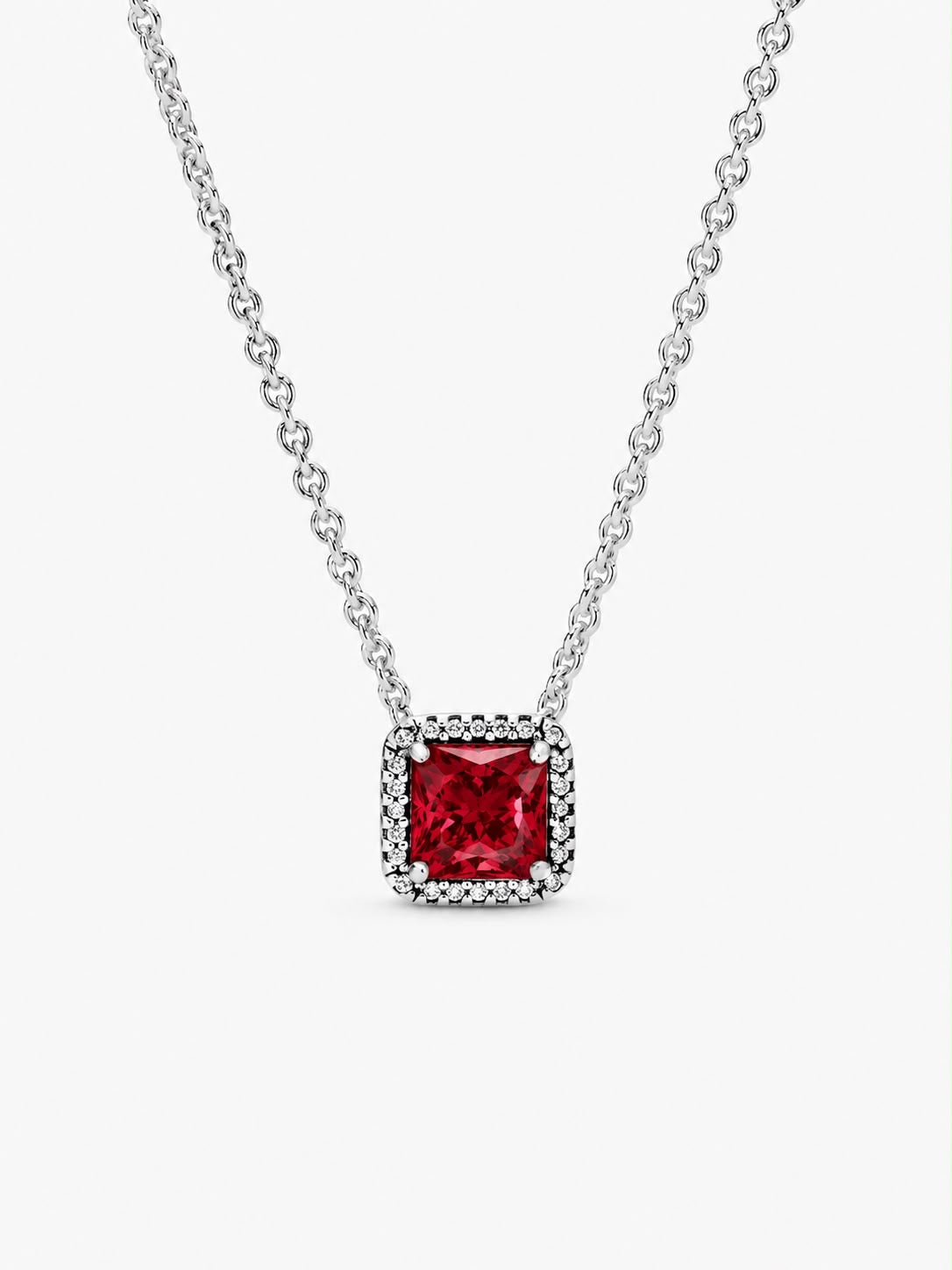 Collar Pandora Cuadrado Elegancia Atemporal Rojo