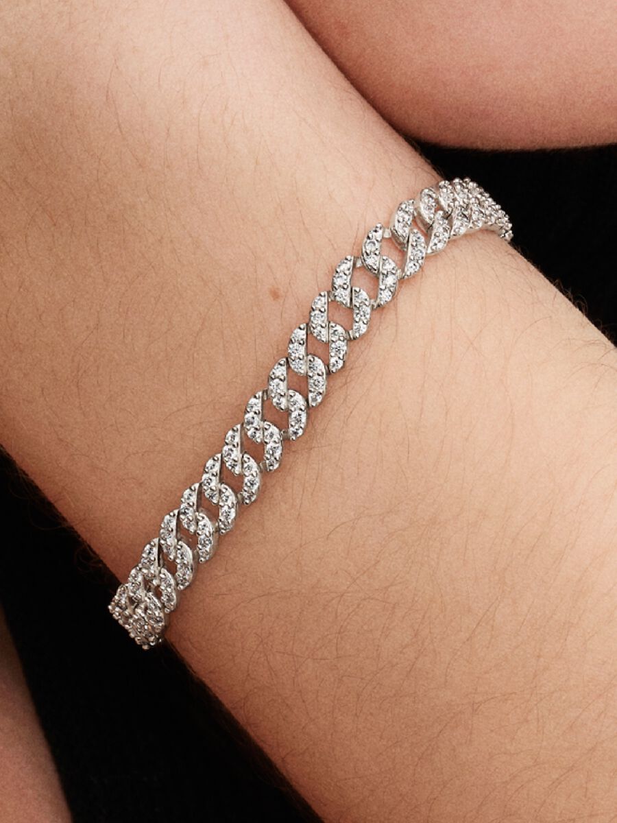 Pulsera Pandora Cadena Cubana en Pavé