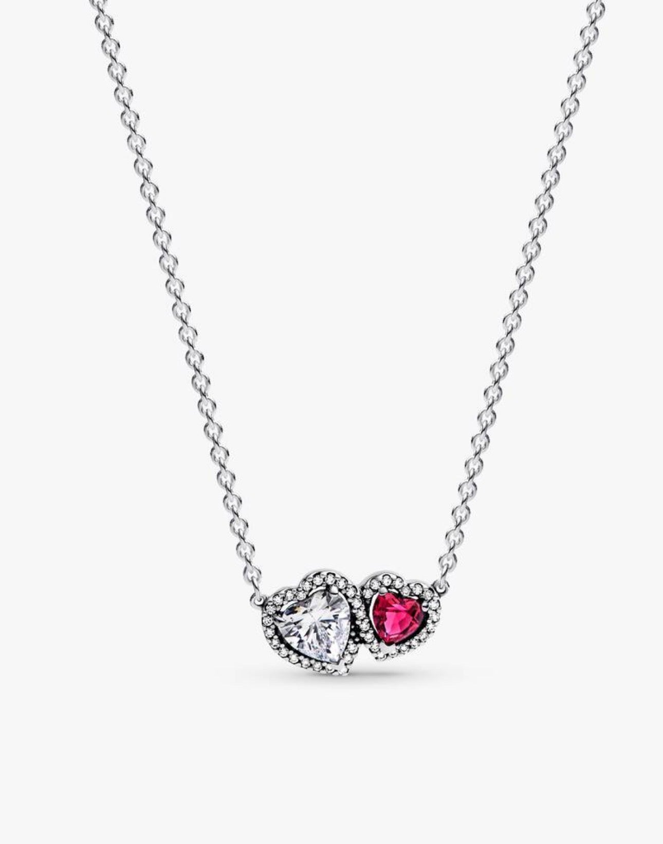 Set De Regalo Pandora Doble Corazón Rojo y Blanco