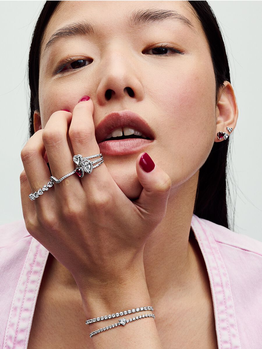 Anillo Pandora De Corazón Blanco Brillante