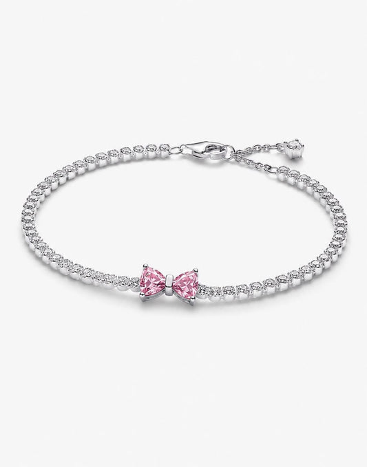 Brazalete Pandora De Tenis Moño Brillante Rosa