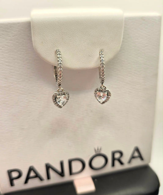 Argollas Pandora Corazón Blanco Brillante