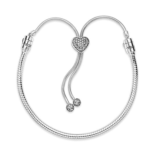 Pulsera Pandora Moments Broche Deslizante Corazón Circonitas Pave Original
