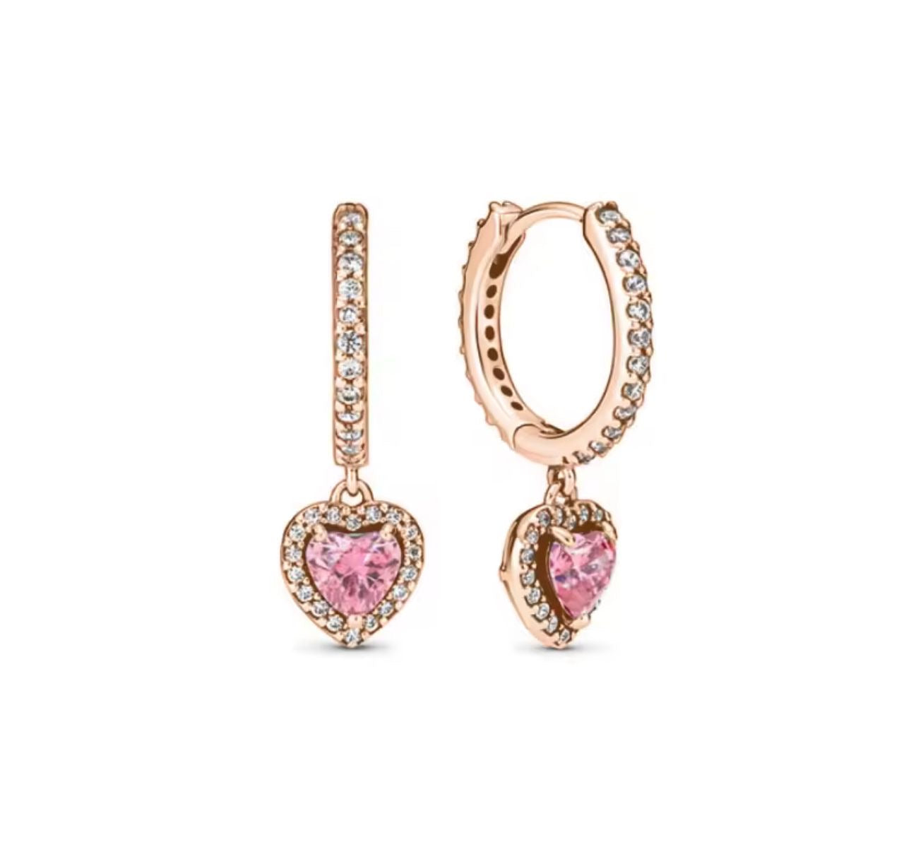 Argollas Pandora De Aro Corazón Halo Brillante Rose Gold – Casa Di