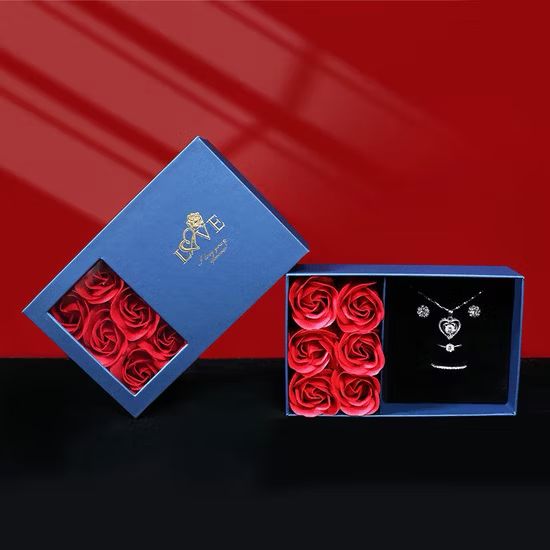 Kit De Regalo 6 Rosas para Joyería Azul