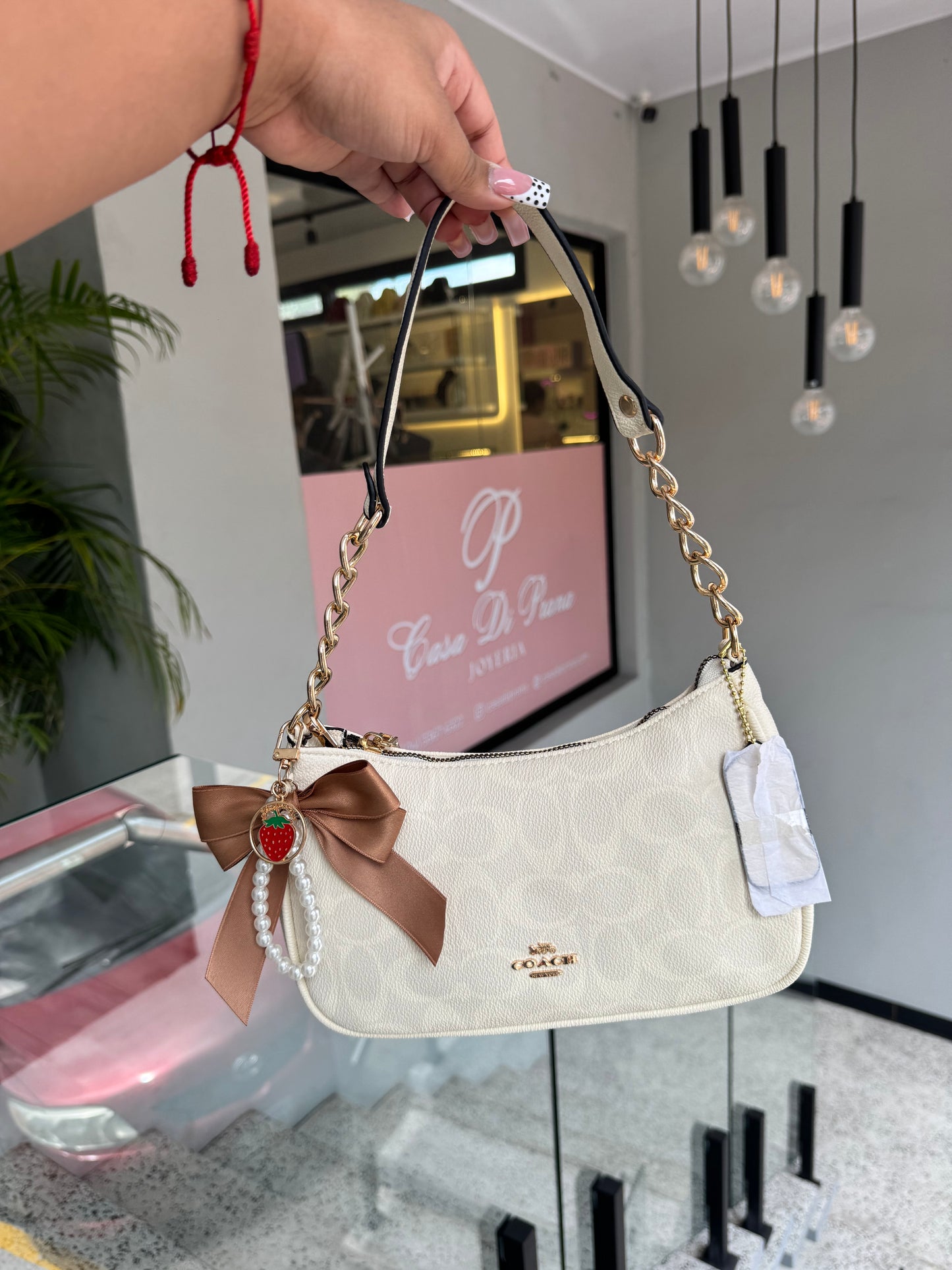 Cartera Coach De Hombro Mediana Teri Color Beige Matte
