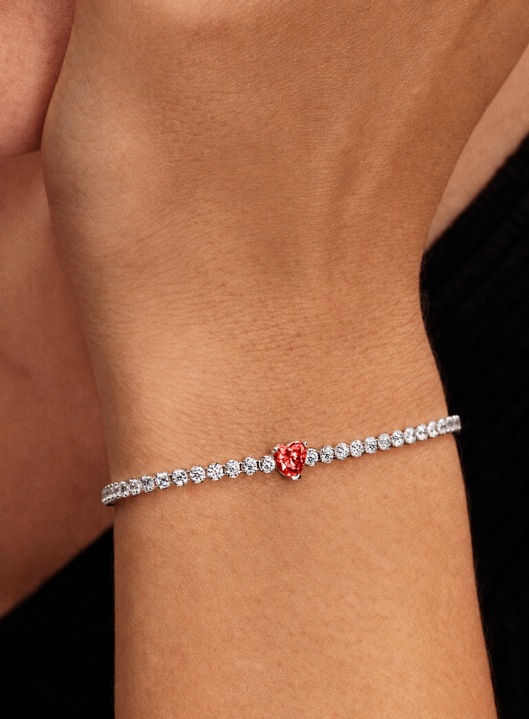 Brazalete Pandora de tenis Corazón Brillante Fucsia