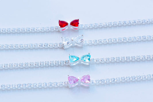 Brazalete Pandora De Tenis Moño Brillante Celeste