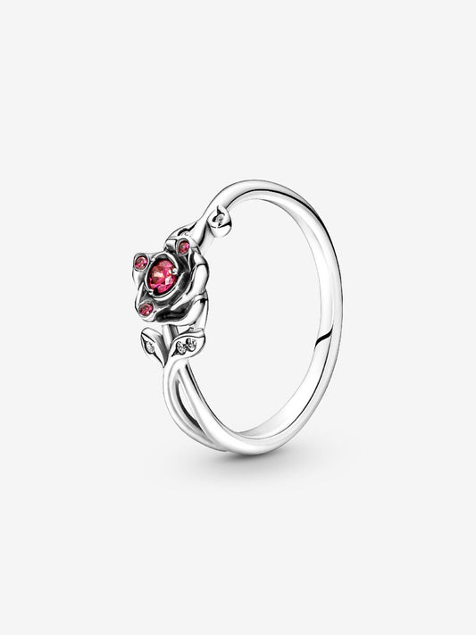 Anillo Rosa de la Bella y la Bestia de Disney Plata de primera ley