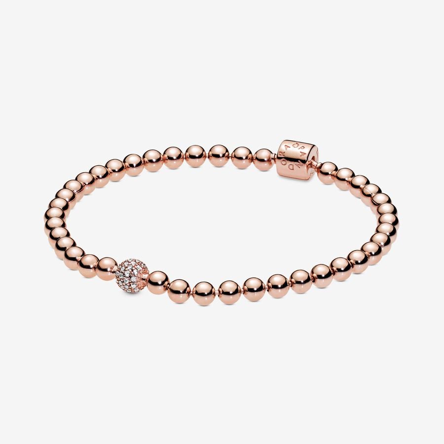 Pulsera Pandora Cuentas y Pavé Rose Gold