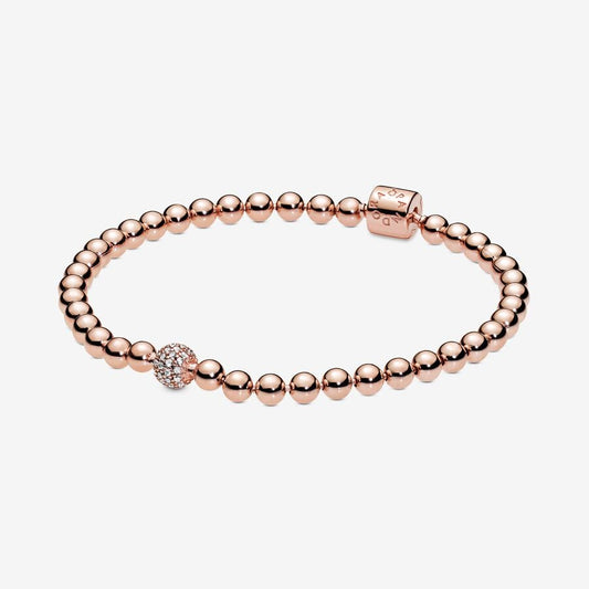 Pulsera Pandora Cuentas y Pavé Rose Gold