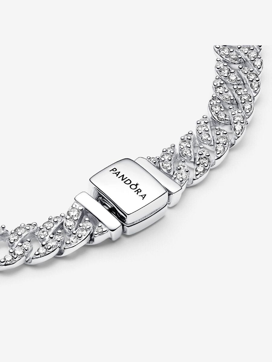 Pulsera Pandora Cadena Cubana en Pavé