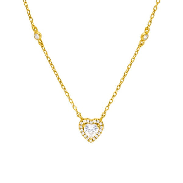 Collar corazón dorado brillante