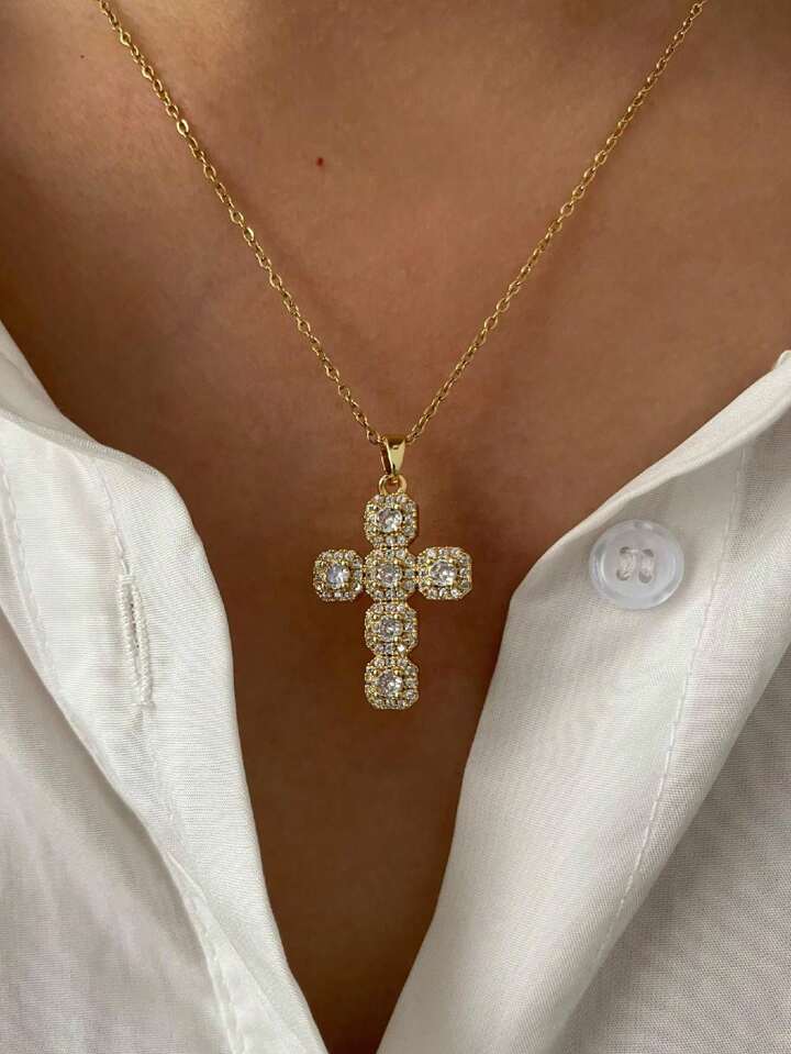 Collar De Cruz Brillante