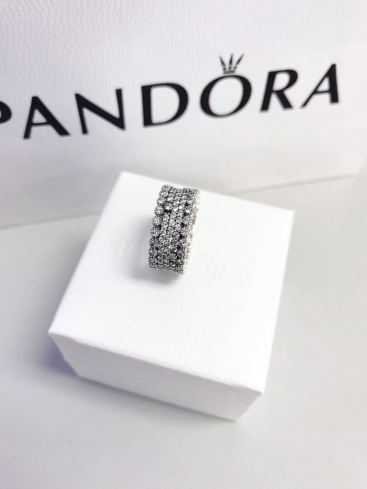 Anillo Pandora Banda Pave Brillo Lujoso
