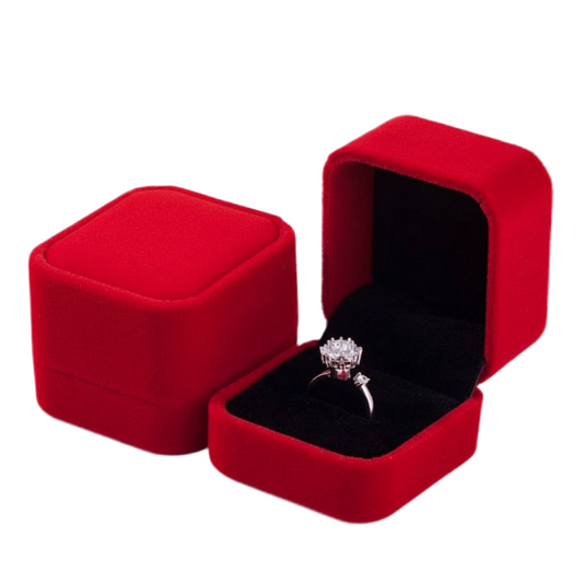 Caja Para Anillo De Terciopelo Rojo