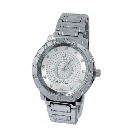 Reloj Pandora Círculo Brillante Plateado