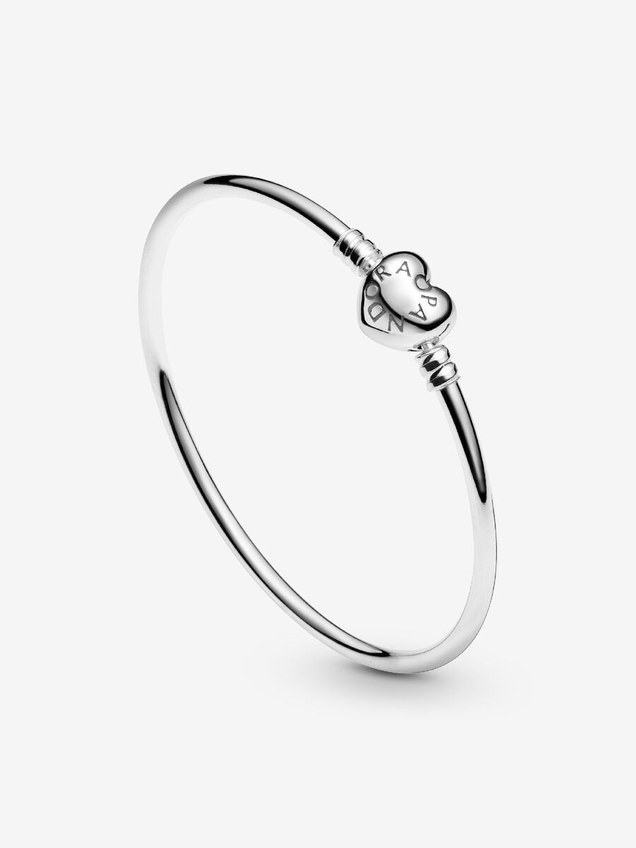 Pulsera Pandora Rígida Cierre de Corazón Logotipo