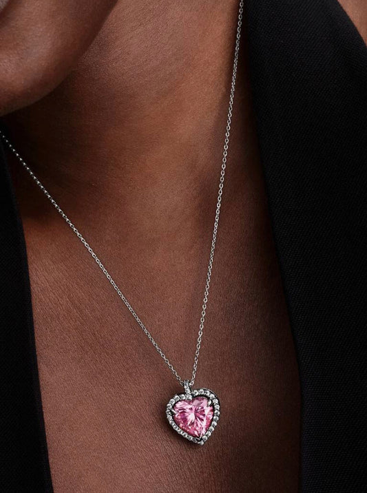 Collar Pandora Halo Corazón Rosa Grande