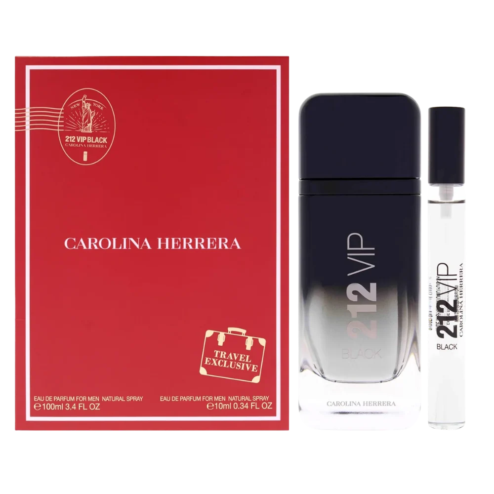 SET CAROLINA HERRERA 212 VIP BLACK EDP 100ML EDP 10ML (H)