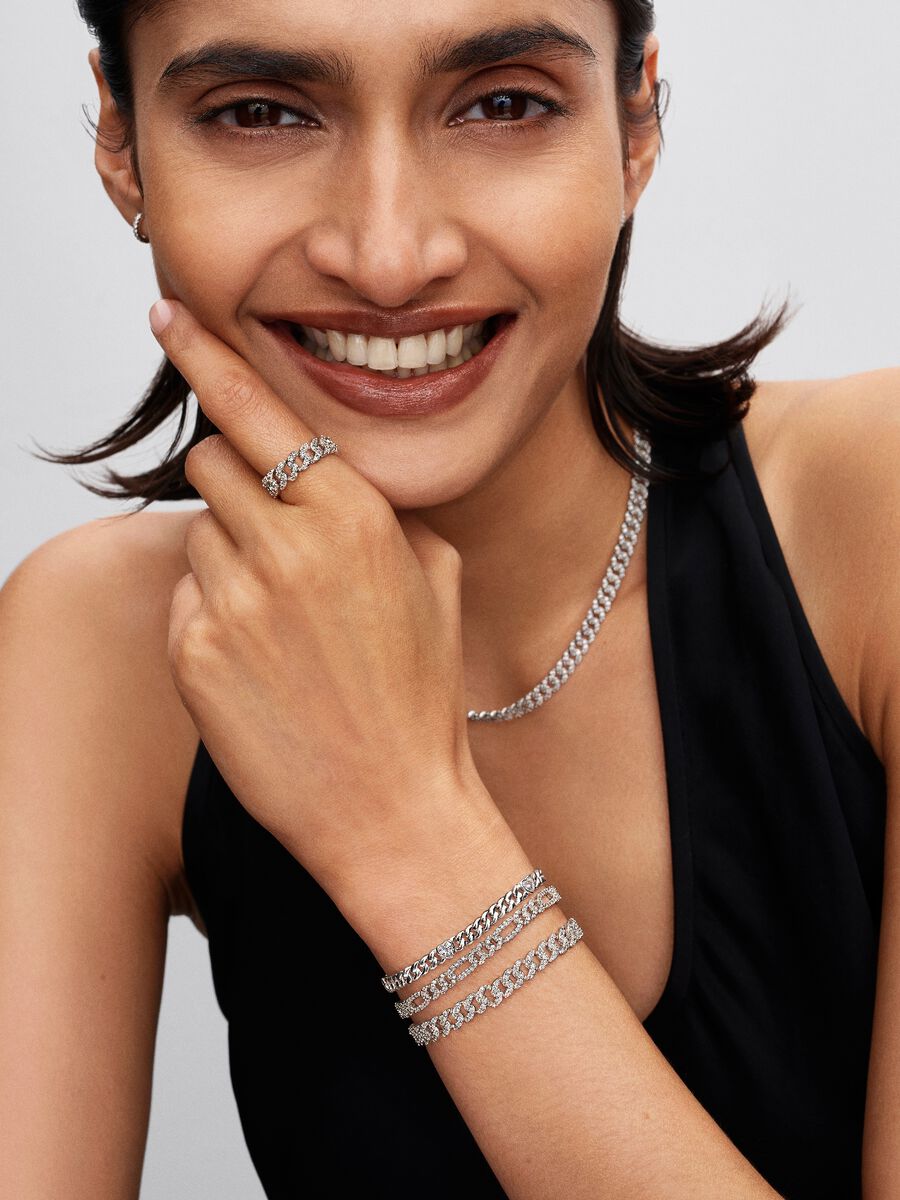 Pulsera Pandora Cadena Cubana en Pavé