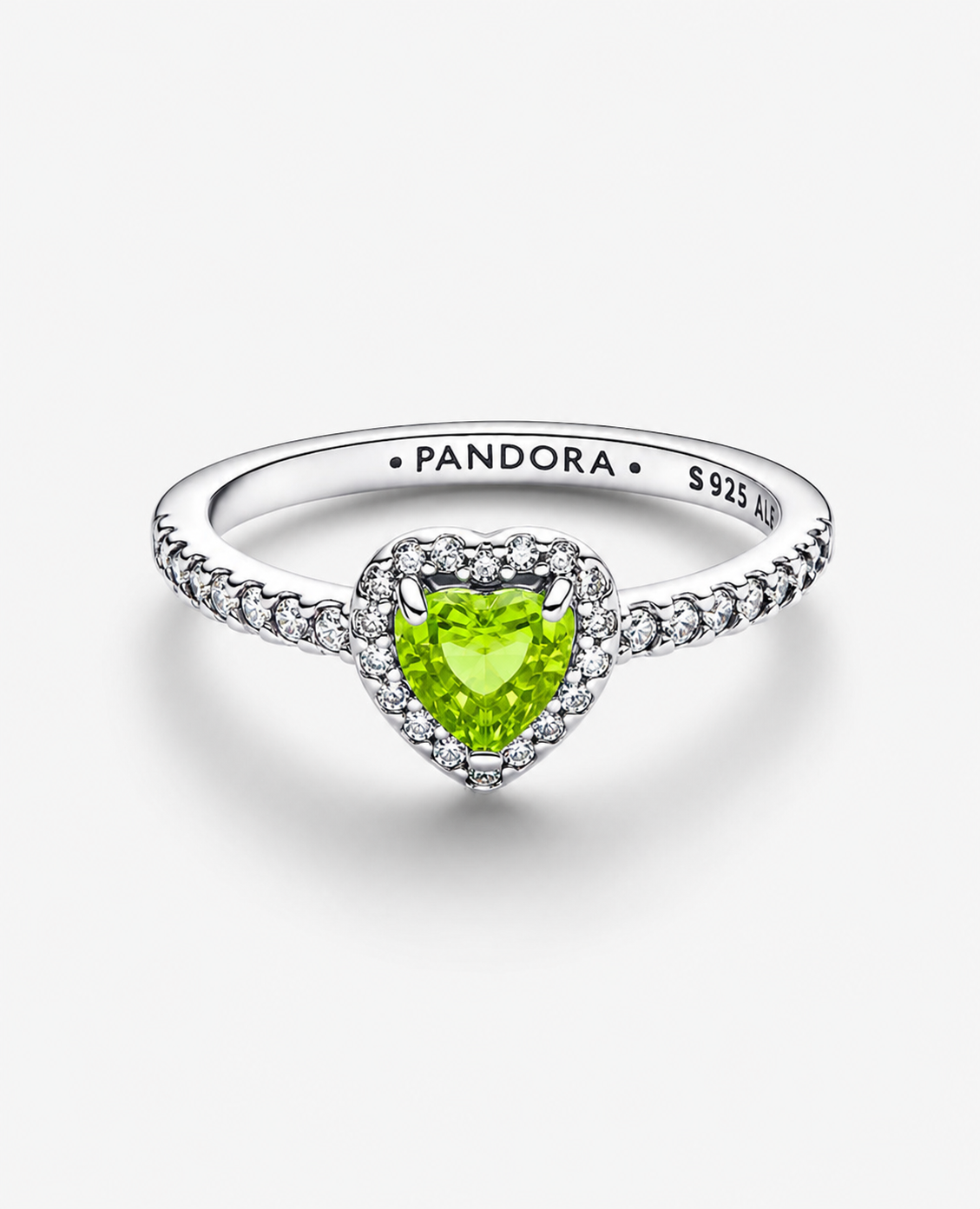 Anillo Pandora Corazón Verde Claro Brillante