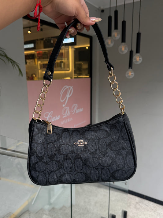 Cartera Coach Teri De Hombro Con Logotipo Negro