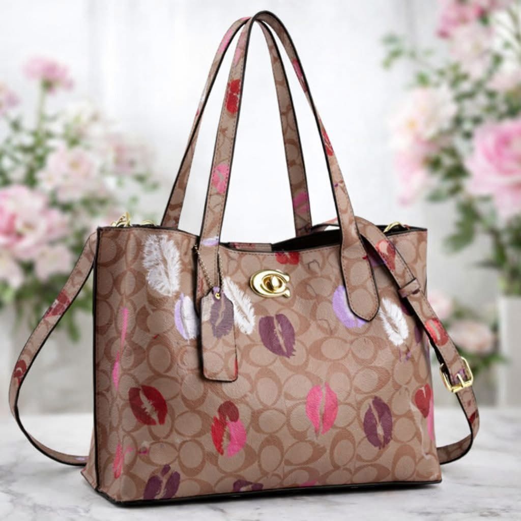 Cartera Coach Mediana Café Con Besos