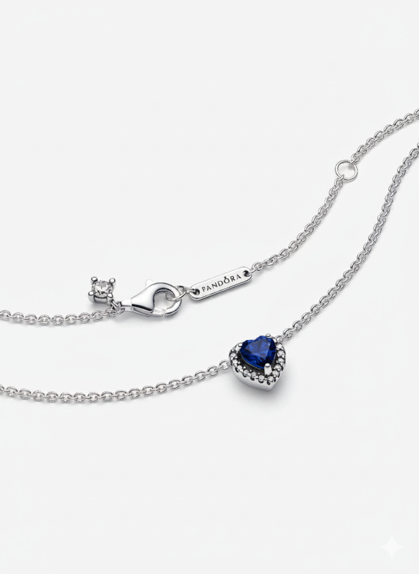 Collar Pandora Corazón Azul
