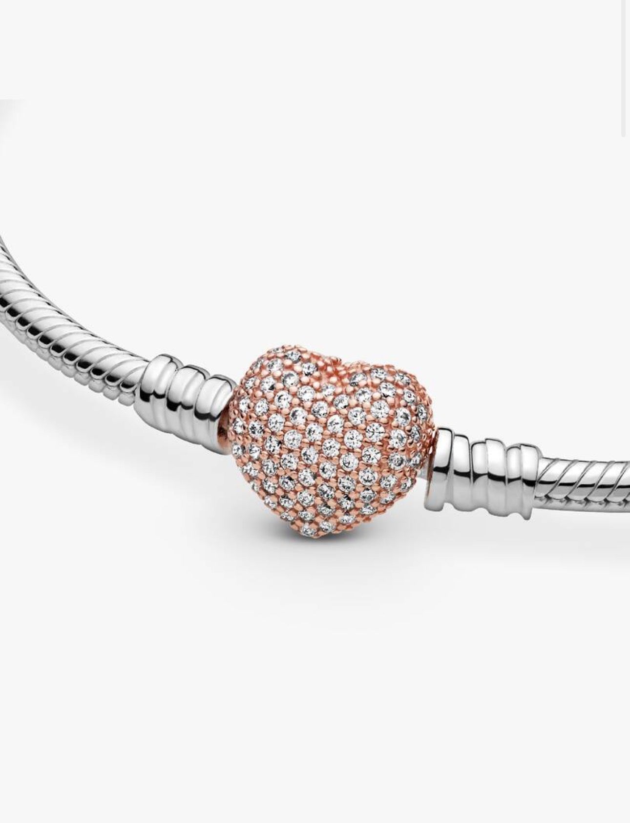 Pulsera Pandora Moments Con Cierre De Corazón Brillante Rose Gold