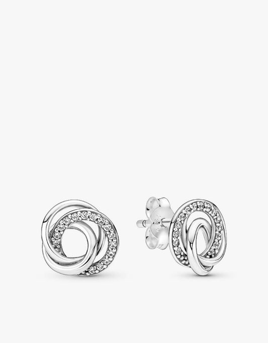 Set de regalo Pandora de collar y pendientes "La familia siempre está rodeada"