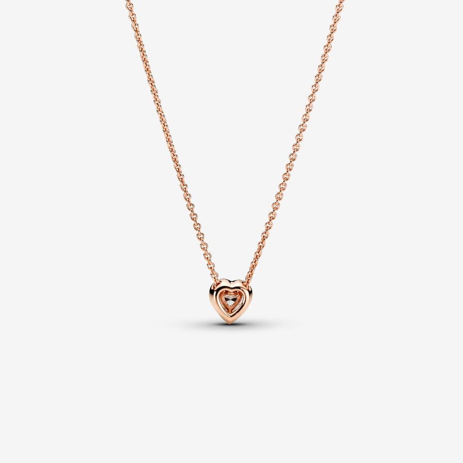 Collar Pandora Corazón Blanco En Rose Gold
