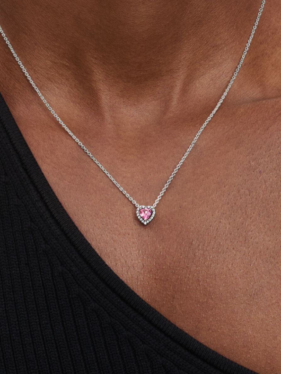 Collar Pandora Corazón Rosa