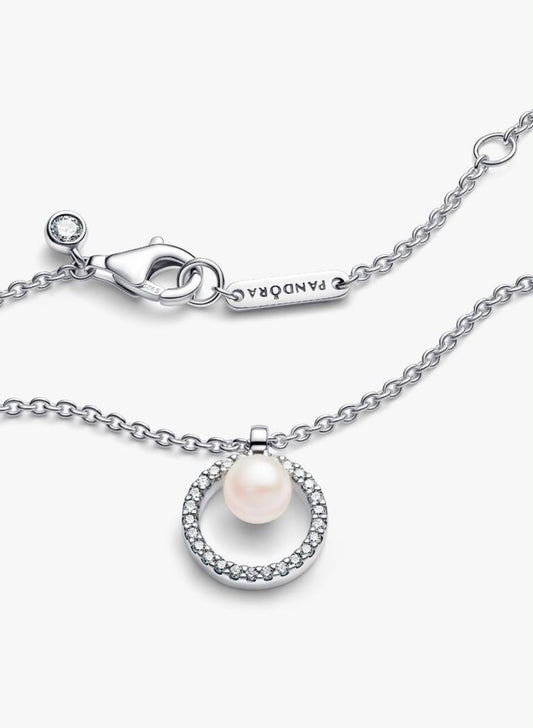 Collar Pandora Collier Perla Cultivada de Agua Dulce Tratada y Pavé