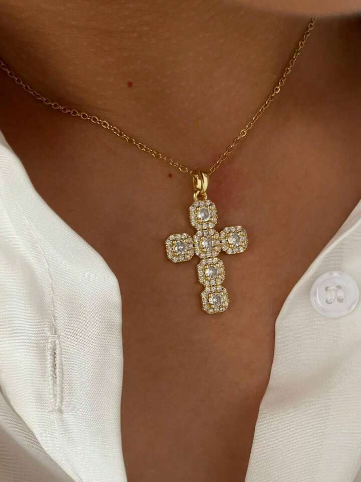 Collar De Cruz Brillante
