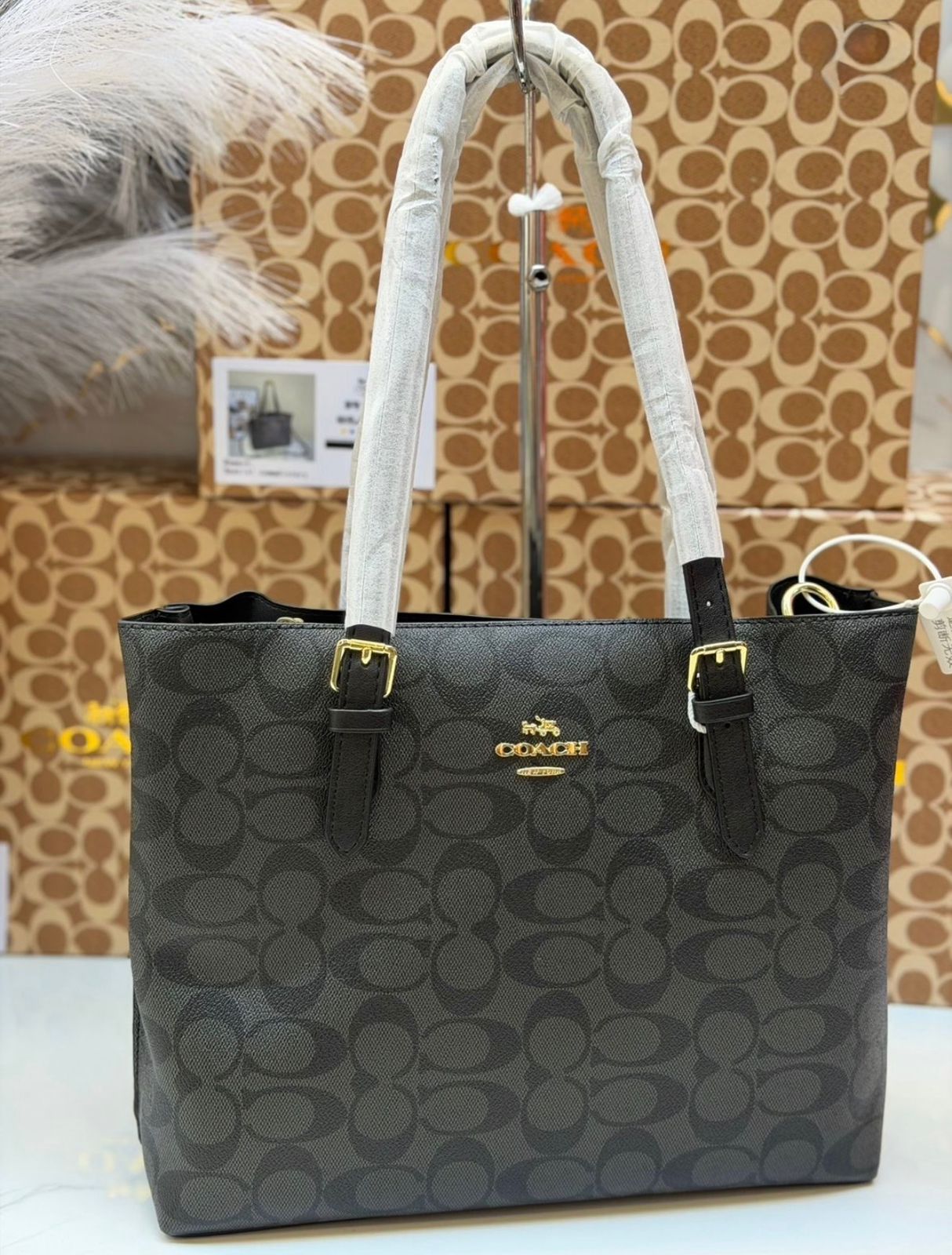 Cartera Coach Mollie Tote Negra Mediana