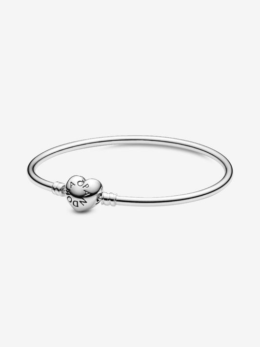 Pulsera Pandora Rígida Cierre de Corazón Logotipo