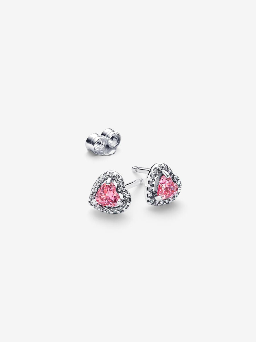 Aretes Pandora Corazones en Relieve Rosa