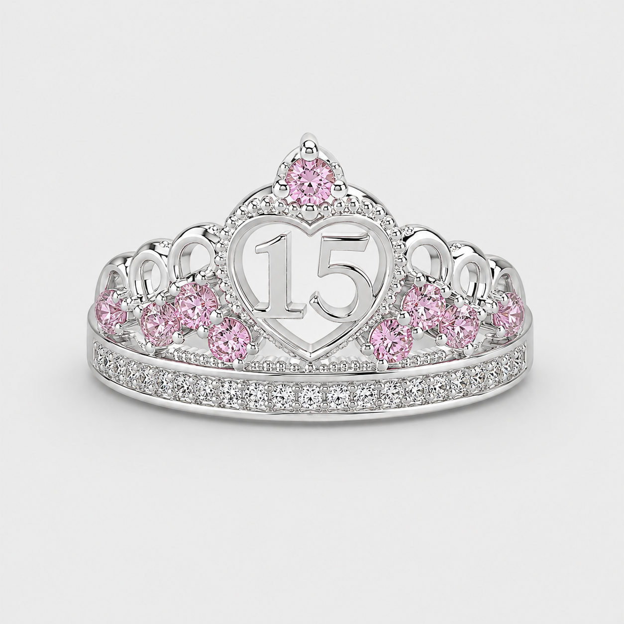 Anillo De 15 Años En Plata Modelo 1 En Rosa