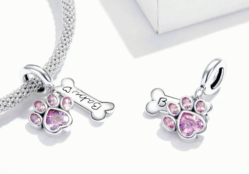Charm Pandora Huella de Perro Rosa
