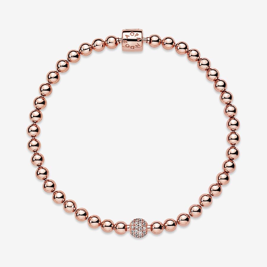 Pulsera Pandora Cuentas y Pavé Rose Gold
